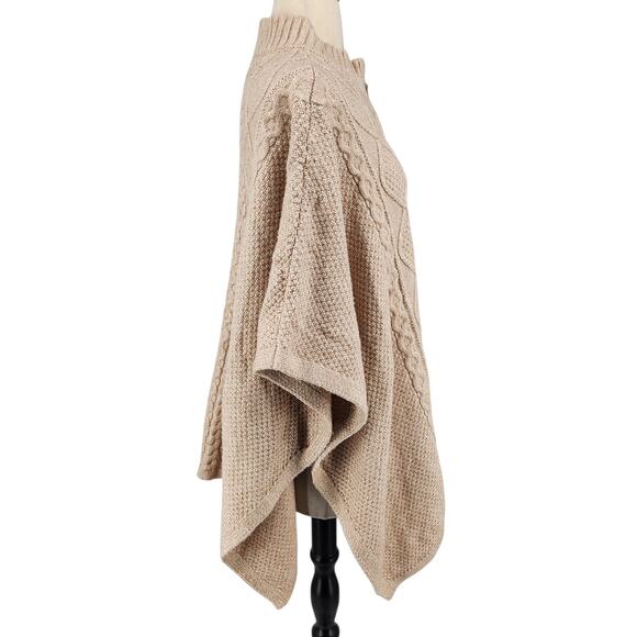 Cupcakes and Cashmere Poncho – Cable Knit with Zipper Front High Collar M / L - Picture 7 of 8